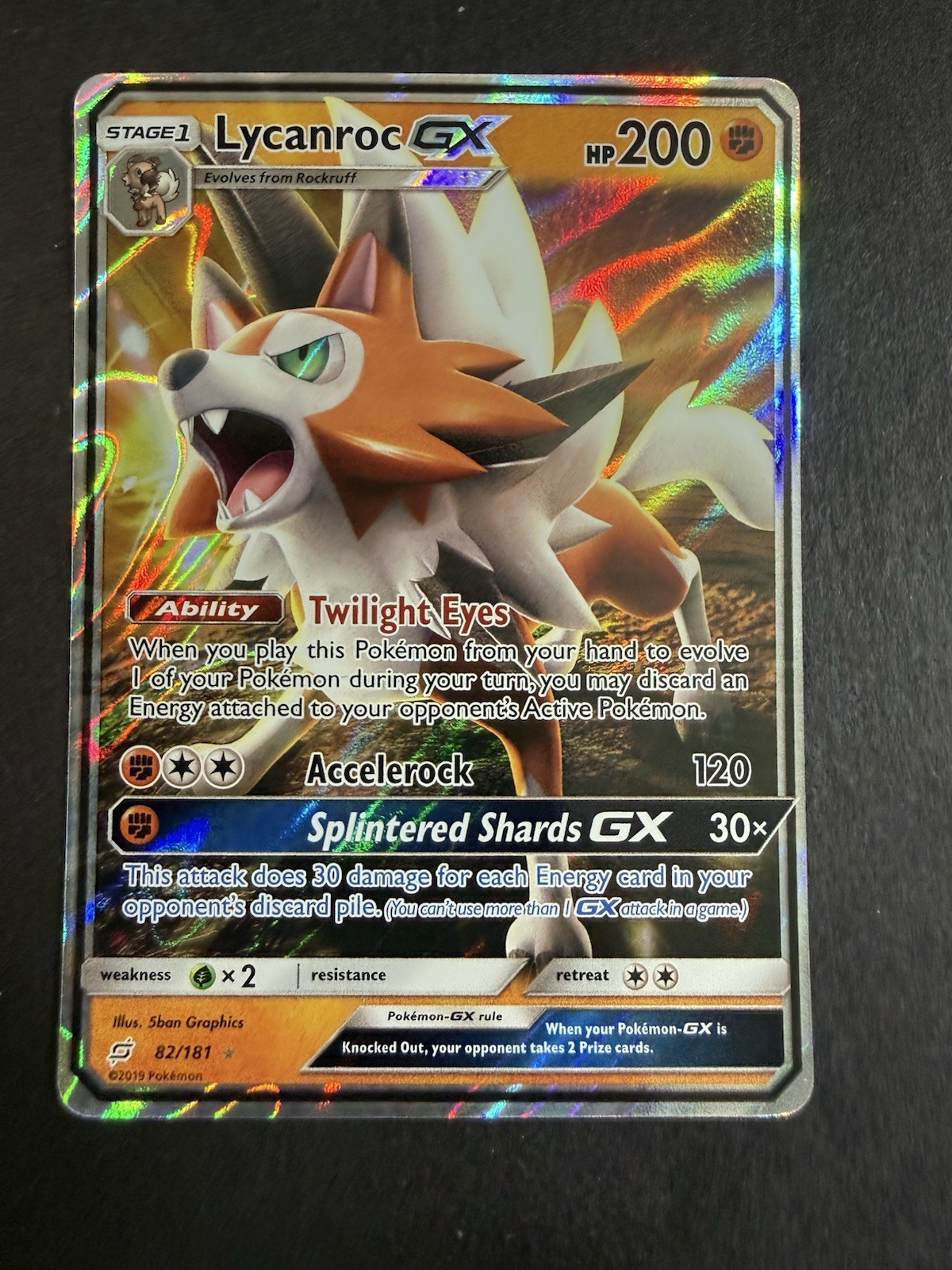 Lycanroc GX Ultra Rare SM - Team Up 82/181 NM Pokémon TCG