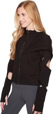 Alo Yoga Mix Jacket Hoodie Women's Medium Black Cut Out Sleeve Full Zip Athletic