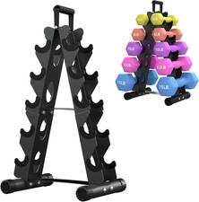 5 Tier | 3-Tier Dumbbell Rack Stand Only, A-Frame Design Weight Rack with Handle