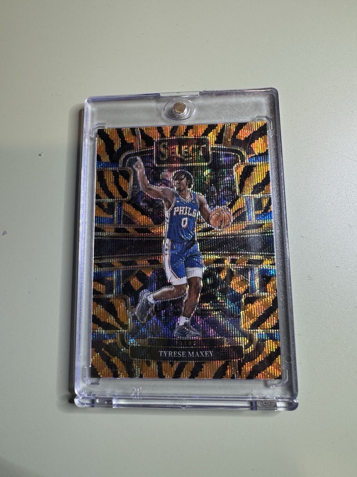 2023-24 Select Tyrese Maxey Tiger Stripes Concourse #44 CASE HIT!