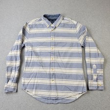Tommy Hilfiger Shirt Mens Large Blue Custom Fit Striped Pocket Button Down