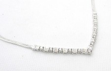 14K WHITE GOLD 2 CTW ROUND  BAGUETTE DIAMOND 18" NECKLACE - 13.7G
