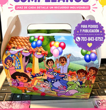 Dora the Explorer Personalized Birthday Favor Treat Boxes Cardboard Multicolor