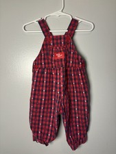 Vintage Oshkosh bgosh heart plaid print bubble romper overall 12M