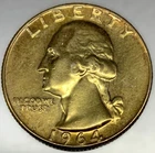 1964-D Washington Quarter 90% Silver Coin .9999 Gold Plated - 4065