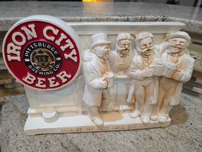 1951 Iron City Beer Pittsburgh Brewing Chalkware Chalk Advertising Bar Sign