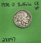 1938-D Buffalo 🦬 Indian Head Nickel 5c Vf Very Fine
