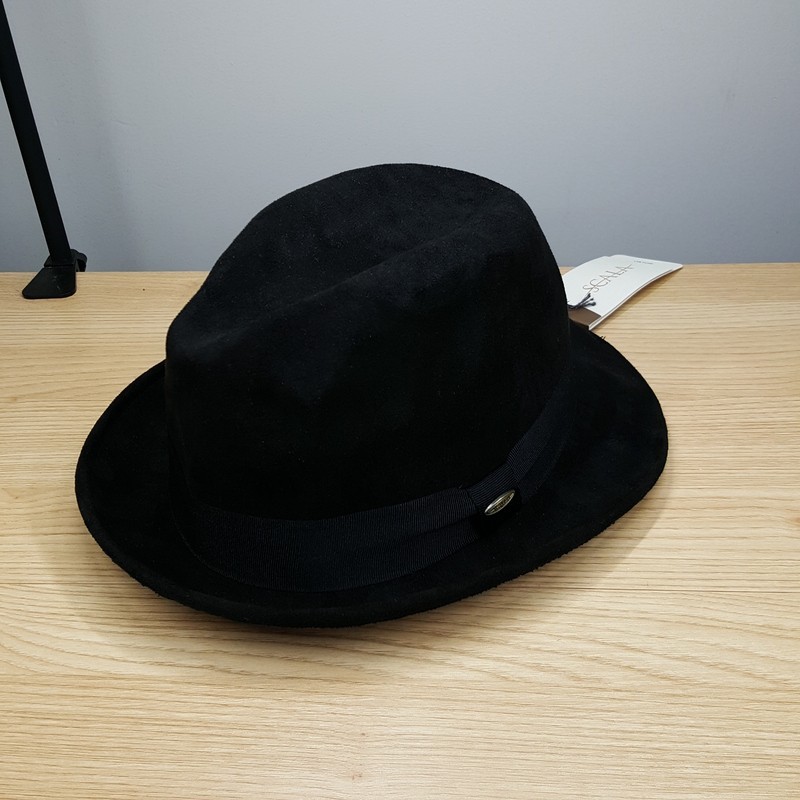 SCALA Mens XL Black Vegan Suede Fedora Hat-image