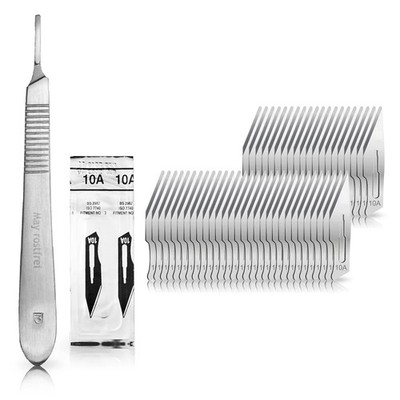 Set Bastelmesser mit Hobby-Skalpellgriff aus Edelstahl und 50 St. Ersatzklingen