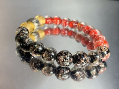 Lama Temple Incense Ashes Coloured Glaze Bead Bracelet/ Duo Color  / Dark Glow