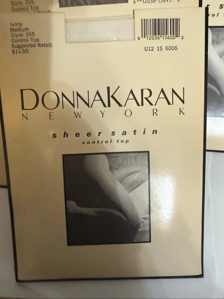 批量 6 件 Donna Karan 女式透明缎面连裤袜控制上衣象牙色中号全新带标签 — 第 3/4 张图片