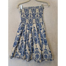 SHEIN Strapless Dress Women's Size M Damask Smocked Ruffle Hem