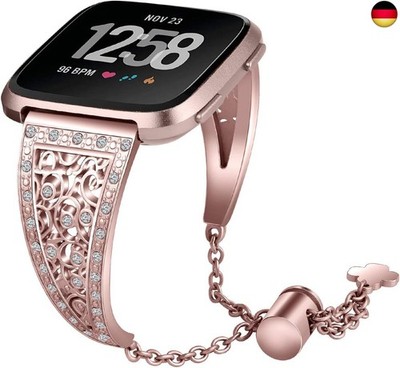 AISPORTS Kompatibel mit Fitbit Versa 2 Armband Frauen, Schlank Kristall Bling