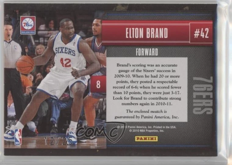 2010-11 Panini Limited Team Trademarks Materials Prime /25 Elton Brand #8 - Image 2 of 2