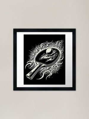 Feuriger Tischtennisschläger Passion Rahmen gerahmtes Wandbild Poster Leinwanddruck Bild