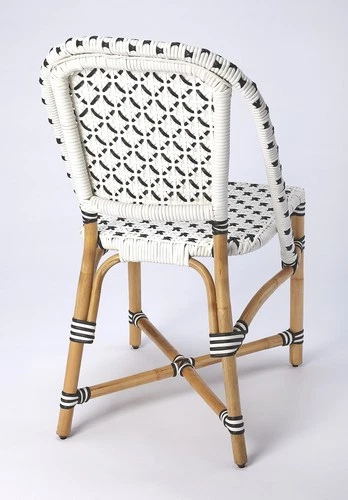 Coastal Rattan Side Chair | Butler Specialty-Black and White - Picture 2 of 9