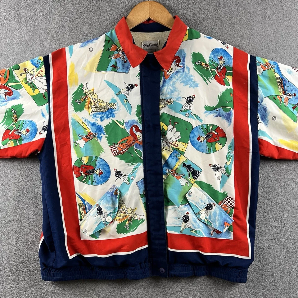 Vintage Oleg Cassini Windbreaker Jacket Adult Large Golf Novelty Print Old Money - Image 2 of 4