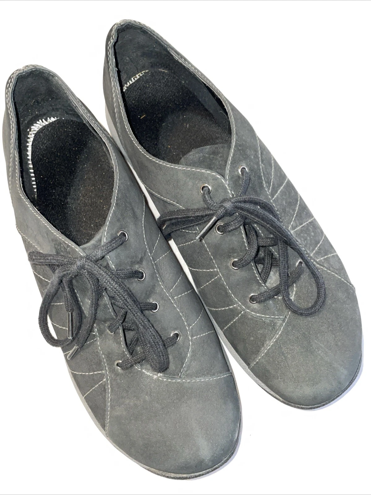 CLARKS Clark’s Springers scarpe casual donna taglia 10 M pelle nera comode tempo libero