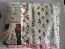 Vintage Cottage core Cameo Rose Polyester Floral Blanket fits Twin/full