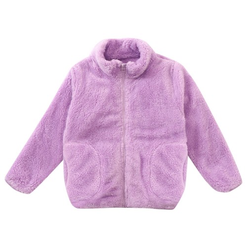 Kids Children Boys Girls Sherpa Fleece Coats Long Sleeve Full Zip Winter Jacket - Picture 8 of 20