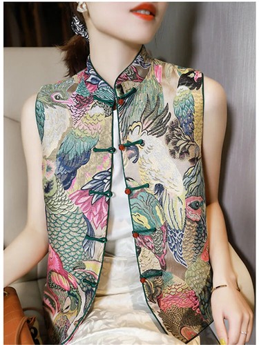 Retro Chinese Style Women Vest Oriental Traditional Ethnic Casual Hanfu Tops New - Picture 5 of 6