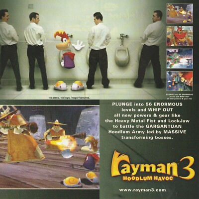 Vintage 2003 Rayman PS2 Original 2-Pg Split Video Game Print Ad 40x27cm GPM 174