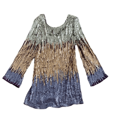 RIXO London Aria Ombre Sequined Crepe Mini Dress In Gold Medium | eBay