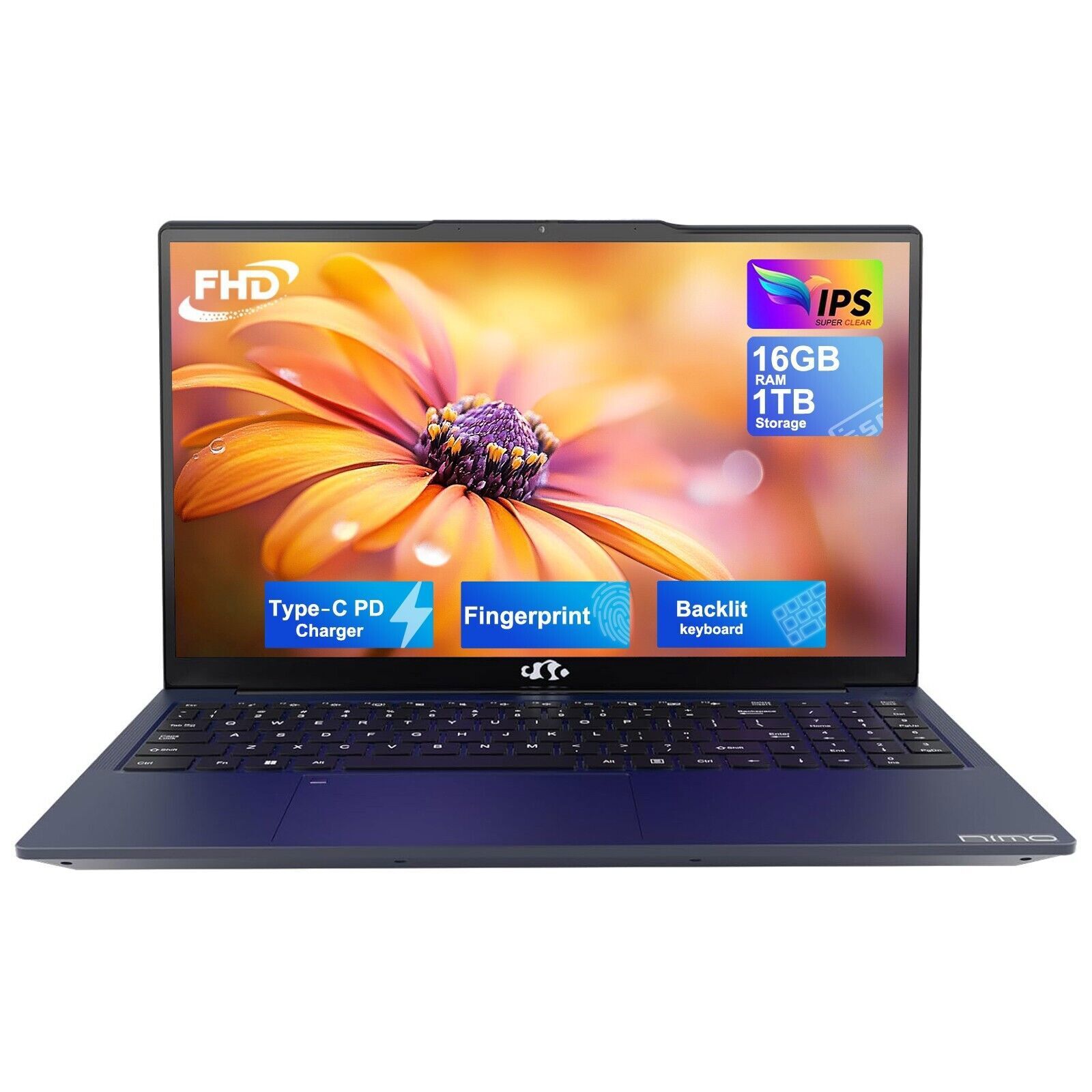 NIMO 15.6 IPS FHD-Laptop, 16GB RAM 256GB SSD Intel Pentium Quad Core N100