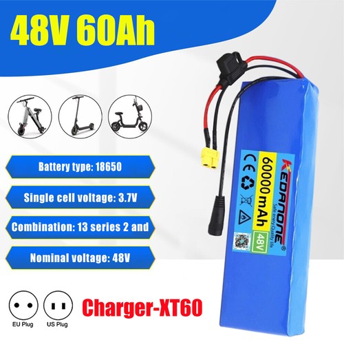 Batería Li-ion 48V 60Ah 13S2P con bicicleta eléctrica BMS T+DCPlug + cargador 54.6A - Imagen 10 de 20