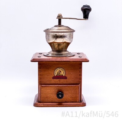 Vintage Zassenhaus Wooden Coffee Grinder with Hand Crank 200/2 Made in Germany