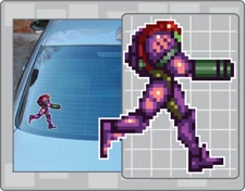 SAMUS Sprite from Metroid #8 Vinyl Decal Sticker Super Metroid Gravity Suit