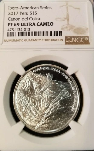 2017 PERU SILVER 1 SOL CANON DEL COLCA NGC PF 69 ULTRA CAMEO BEAUTIFUL COIN