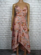 $148 Astr The Label Mauve Floral Ruched High Low Satin Dress XS NEW A410