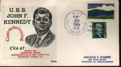 USS John F. Kennedy Shipboard Cancellation Sept. 7, 1968.. Ship Launch Cover