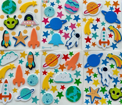 Foam Stickers Art Craft Space moon rocket ship Astronaut spaceship shooting star - Picture 3 of 8