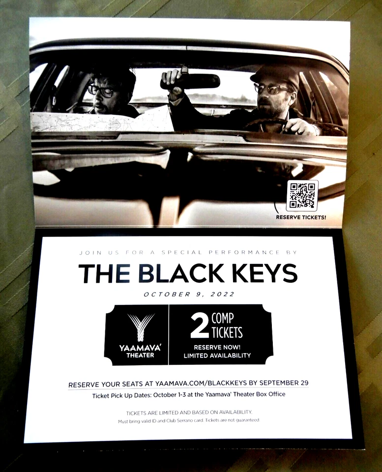 THE BLACK KEYS CONCERT TICKET Advertisement 10/9/22 YAAMAVA RESORT CASINO Rare - Image 4 of 4