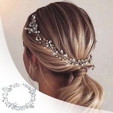 Cosydays Crystal Wedding Hair Vine Silver Rhinestone Bridal Hair Piece Bride