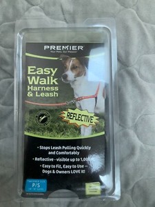 New Premier/Petsafe Reflective Easy Walk Harness & Leash P/S Black