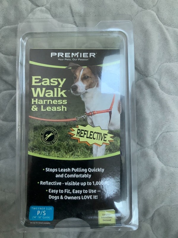 New Premier/Petsafe Reflective Easy Walk Harness & Leash P/S Black