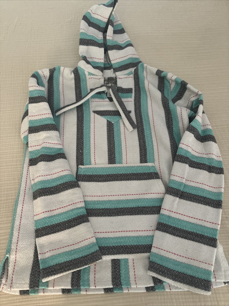 Original Senor Lopez Women Sweater XL Turquoise Striped Baja