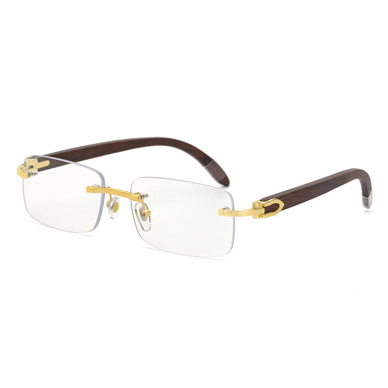 Buff Retro 90s Hip Hop Rapper Mens Classy Style Wood Rimless Sunglasses