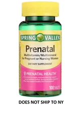 Spring Valley Prenatal Multivitamin Tablets for Pregnancy & Nursing, 100 Ct