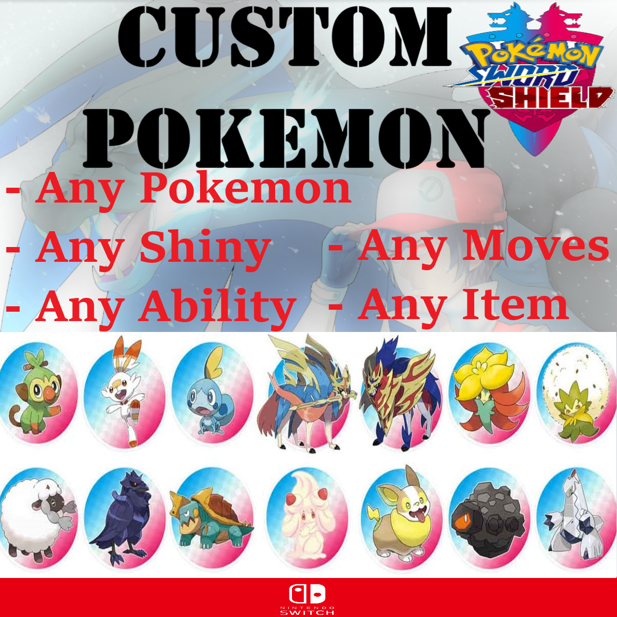 Pick 6 (Six) Custom Pokemon – Choose your 6 Custom Shiny 6IV Pokemon