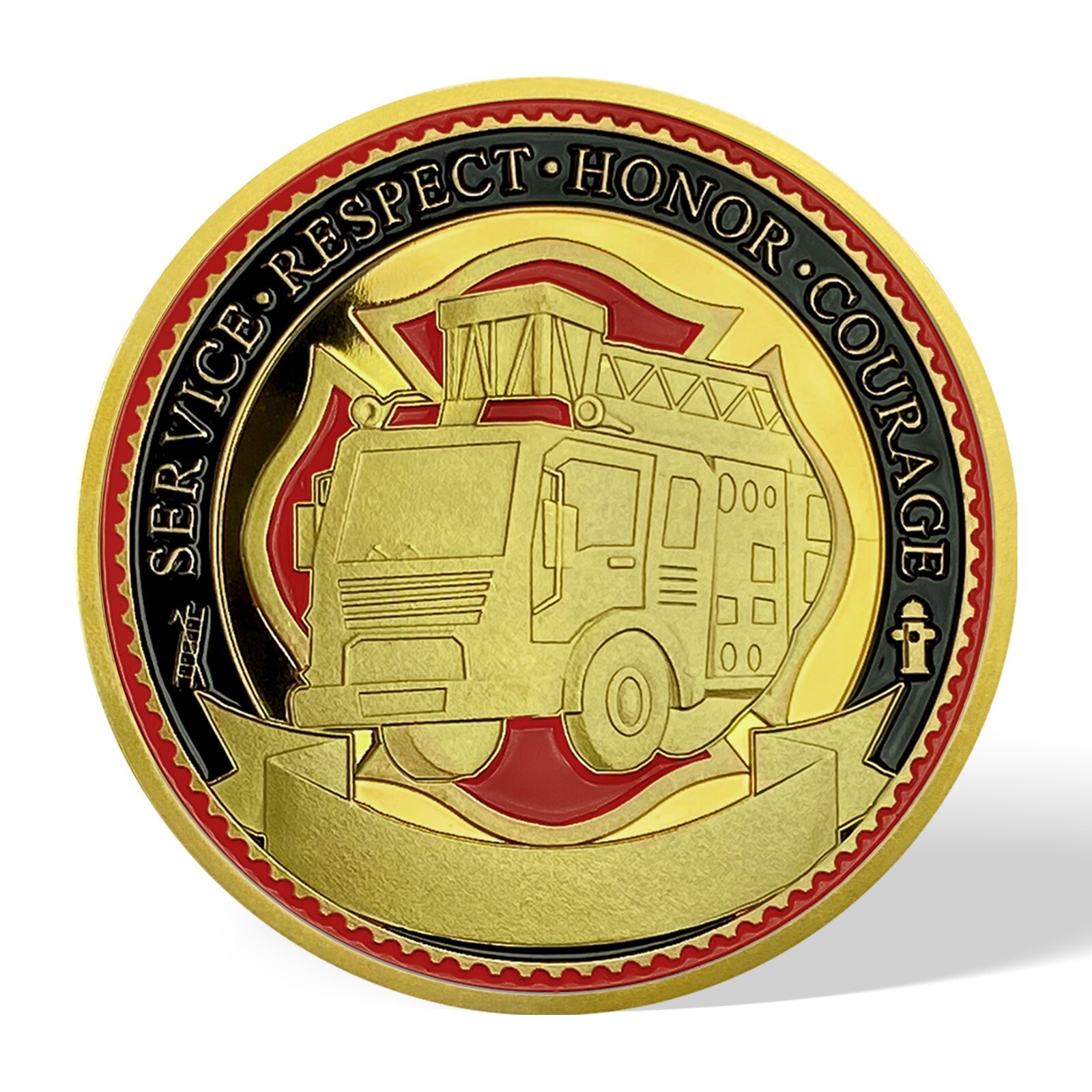 Firefighters Challenge Coin - Fire Ambulance Logo - Fire Department Prayer Coin