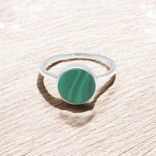 Valentine Gift Malachite Gemstone Bezel Ring Size 8.5 925 Sterling Silver