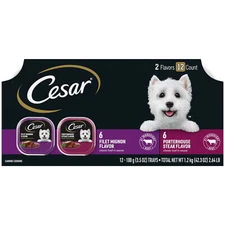 Cesar Classic Loaf in Sauce Wet Dog Food Variety Pack, 3.5 Oz Trays (12 Pack)
