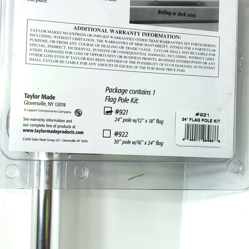 Taylor Made Flag Pole Kit Pontoon 24" Mount & 12" x 18" US Flag - Picture 5 of 7