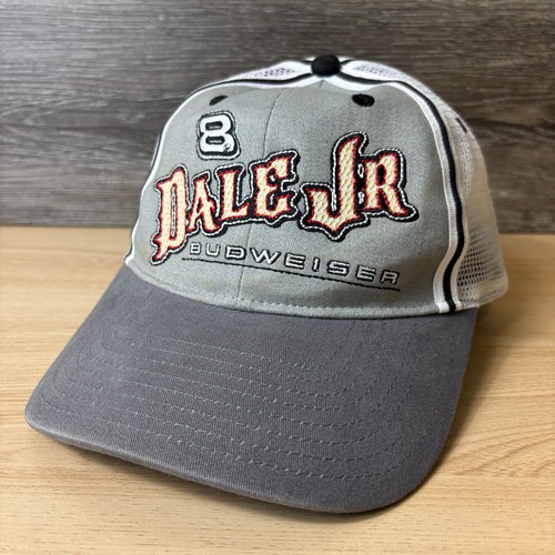 Dale Earnhardt Jr Hat Cap Strap Back Gray Budweiser Nascar Racing Chase