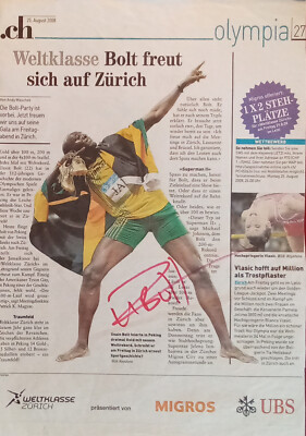 Usain Bolt autograph signed 8''x12'' magazine picture Olympics Track & Field
