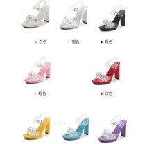 Womens Rhinestone Flowers 11cm Platform Crystal High-Heeled Sandals Party Shoes